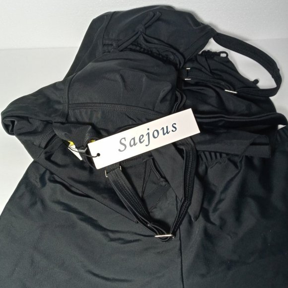 SAEJOUS 2 PCS SWIMSUIT NEW SZ 8 BLK - Picture 2 of 5
